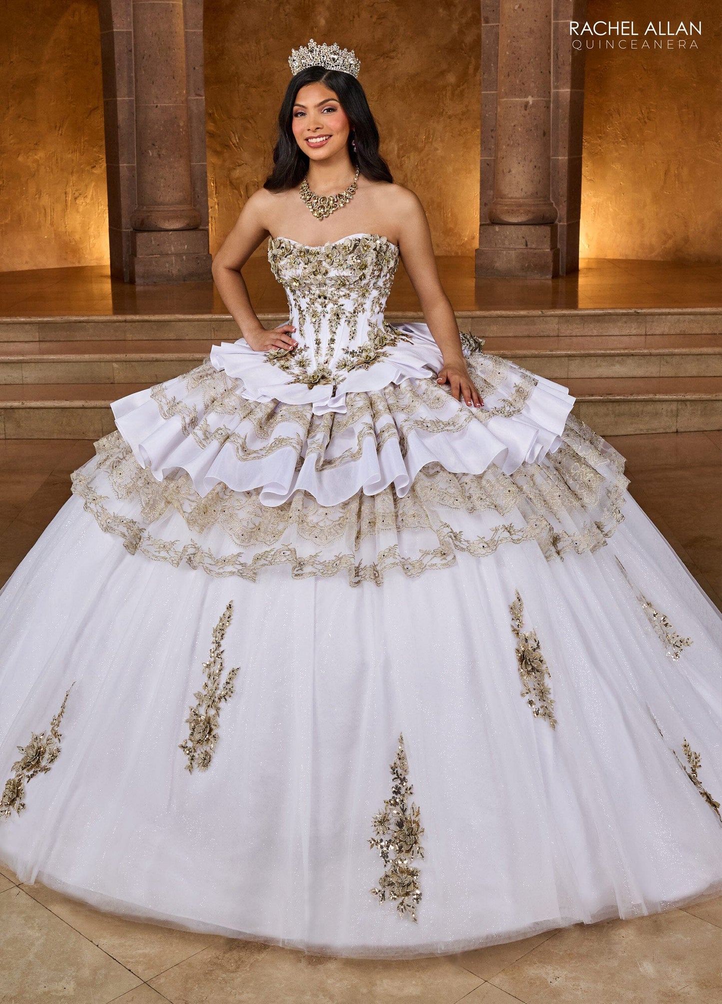Rachel Allan RQ5003 Strapless Tiered Quinceanera Dress