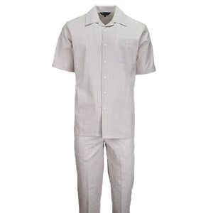 Tan Seersucker 2pc Set