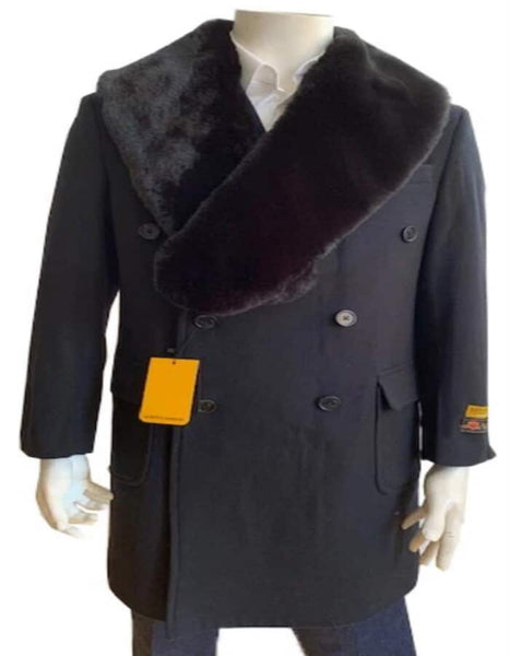 Mens Carcoat - Orange Three Quarter Peak Lapel Topcoat
