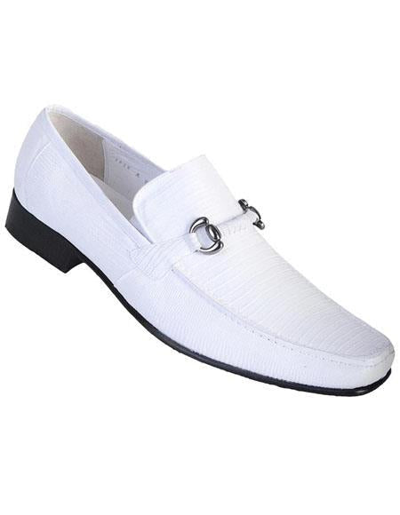 Men'S White Genuine Teju Lizard Skin Slip-On By Los Altos