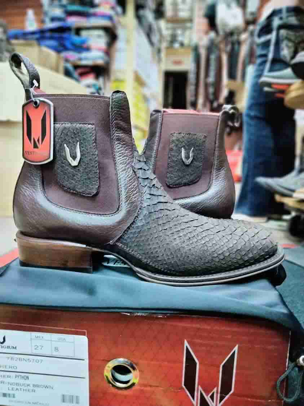 Vestigium Python Nubuck Exotic Ankle Boots Brown