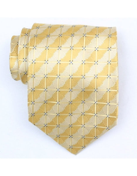 Yellow and white Square-pattern neck Tie