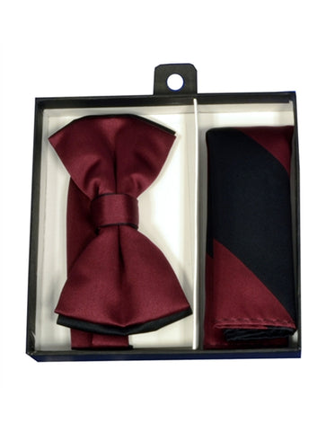 Burgundy & Black Bow Tie Set