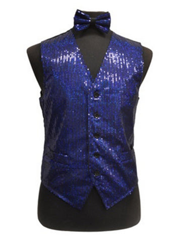 Royal Blue Sequin Vest Set