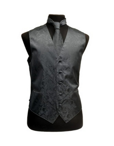 Charcoal Paisley Vest Set