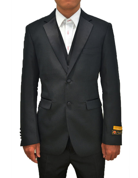 Men's Two Toned  Caesar 1-Button Notch Modern Solid Tuxedo Grey