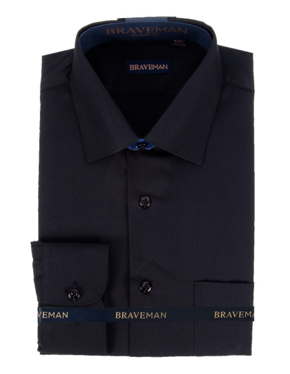 14.5 Mens Slim Fit Dress Shirt in Black