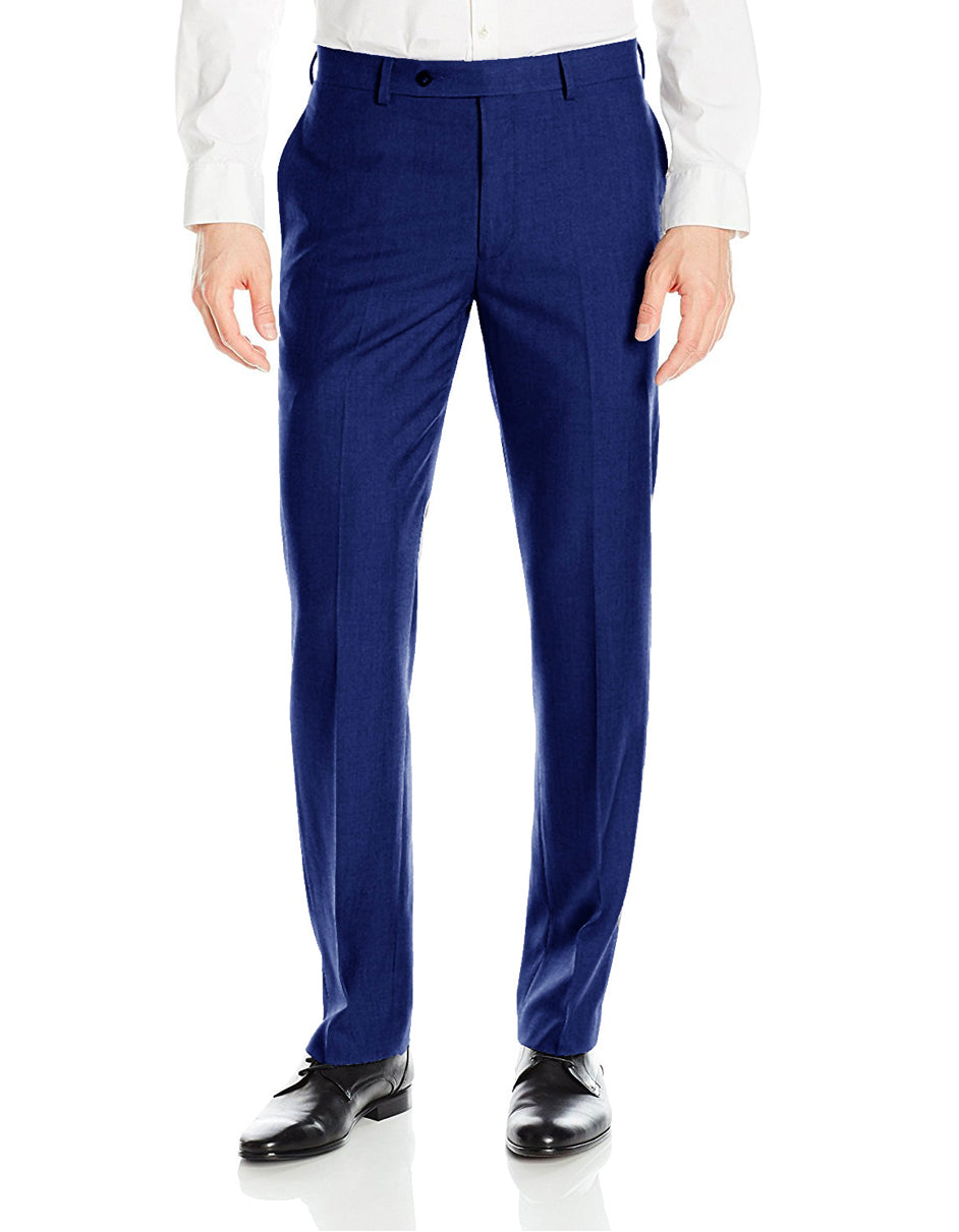 28W Mens Slim Fit Flat Front Dress Pant Indigo Blue 28W Mens Slim Fit Flat Front Dress Pant Indigo Blue