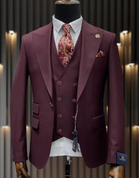 Mens Italian Wool Suit Color Grey - Men's Designer One Button Peak Lapel Wool Grey Windowpane Plaid Suit main image 0