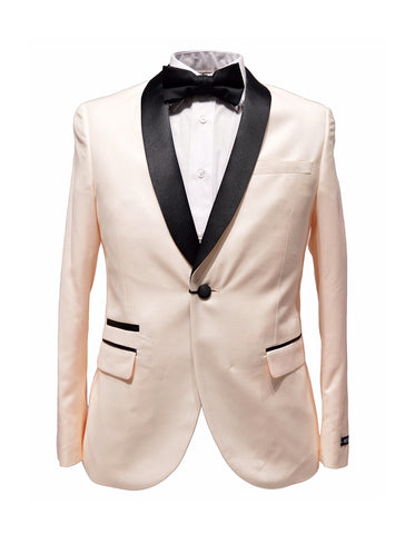 Mens Slim Fit 1 Button Shawl Lapel Tuxedo in Pink