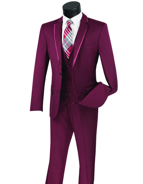 Mens Ultra Slim Fit Tuxedo in Burgundy main image 1