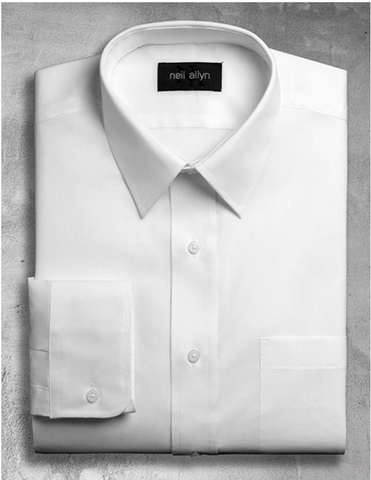 Mens Classic 100% Cotton Spread Collar Dress Shirt in White