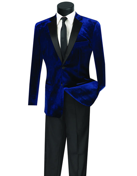 Slim Fit 2 Piece Velvet Tuxedo (Navy) T-SV
