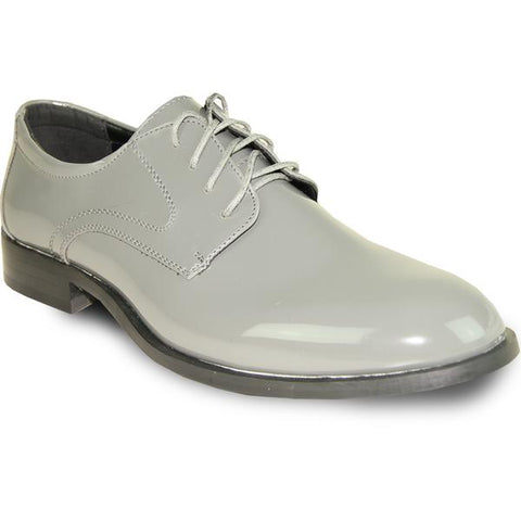 VANGELO Men Dress Shoe TAB Oxford Formal Tuxedo for Prom & Wedding Grey Patent