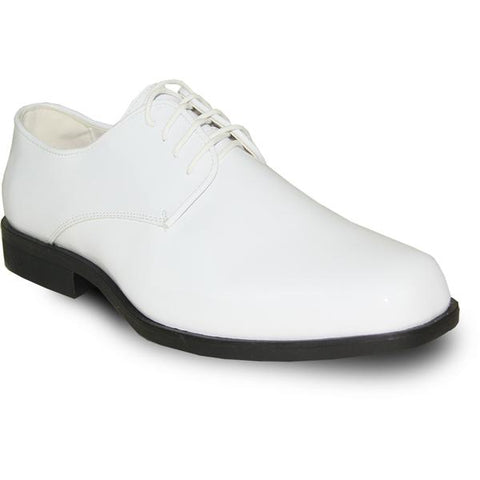 VANGELO Men Dress Shoe  Oxford Formal Tuxedo for Prom & Wedding White Patent