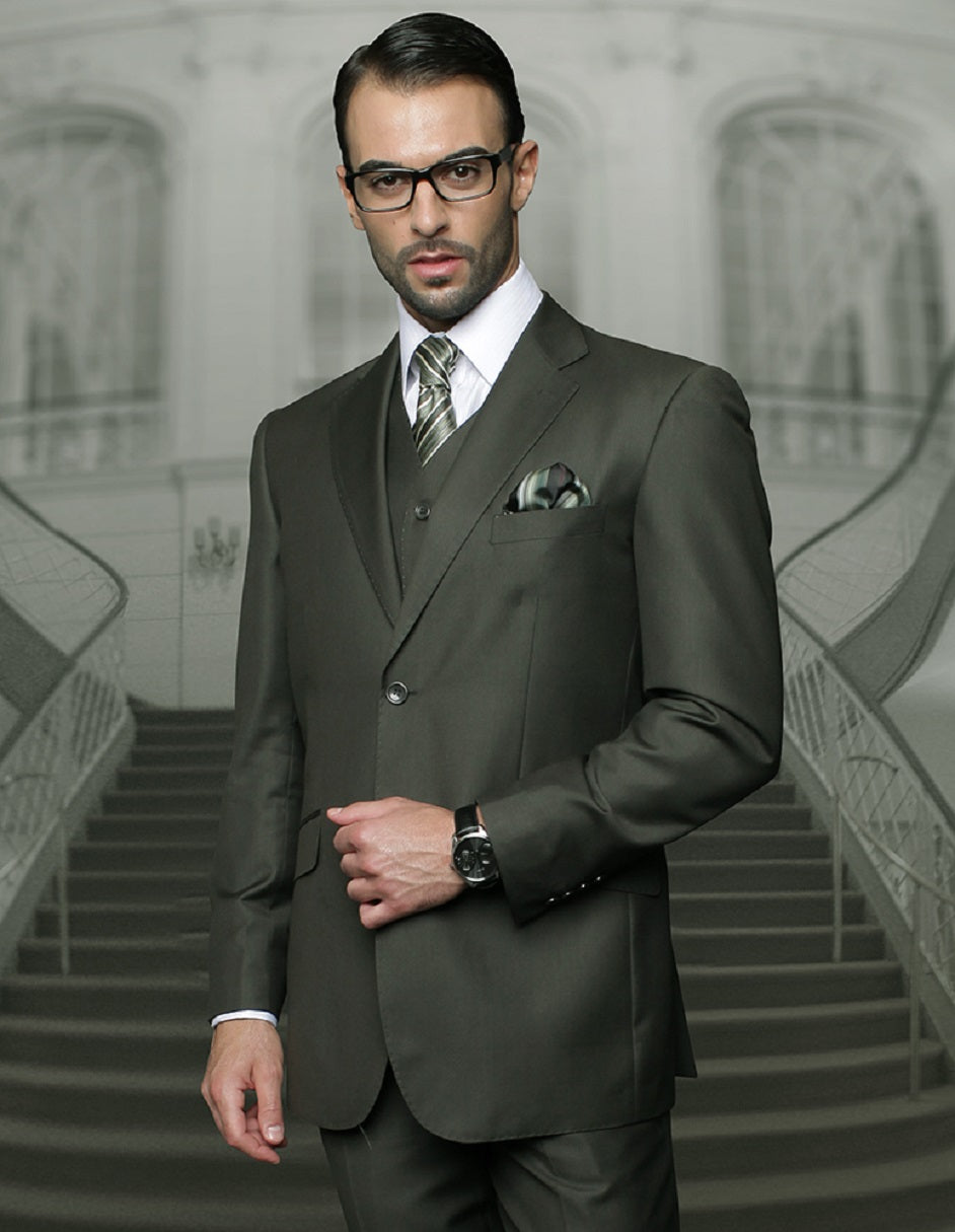 Olive Green Suit - Mens Modern Fit - No Pleated Pants Pant 2 Button Wo Olive Green Suit - Mens Modern Fit - No Pleated Pants Pant 2 Button Wo