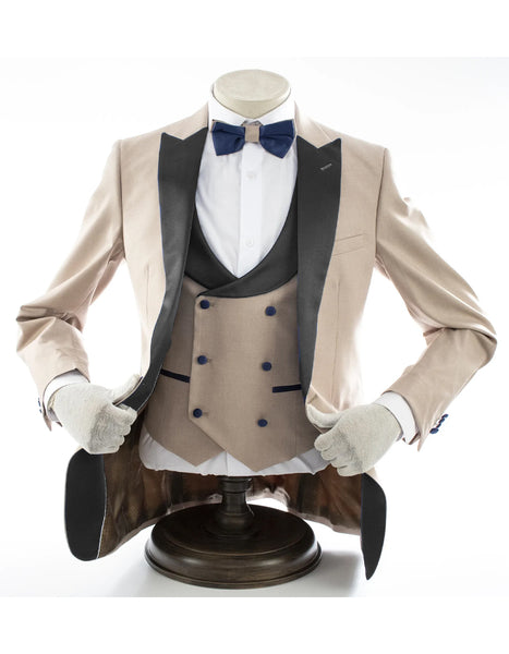 Mens 2 Button Peak Lapel Prom Royal Blue Tuxedo with Double Breasted Vest main image 0