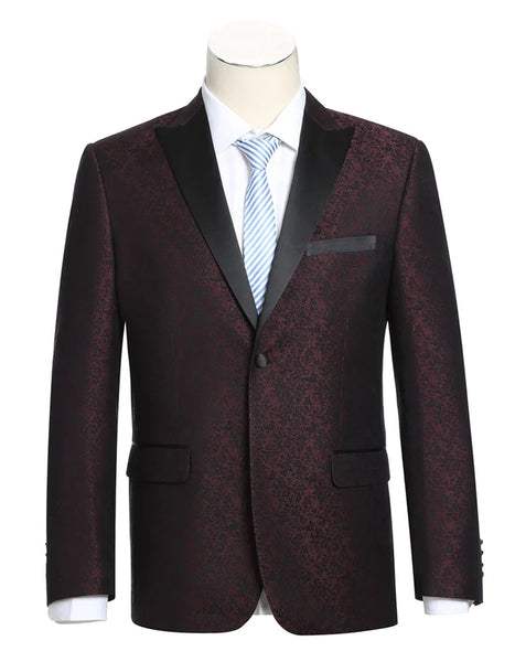 Mens Sky Blue and Silver 2 Button Foil Paisley Prom and Wedding Blazer main image 0