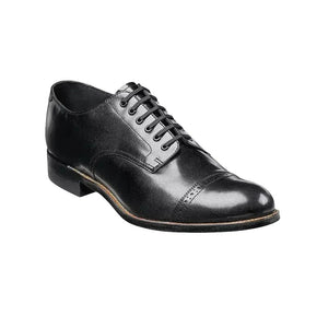 Men's Black Stacy Adams Madison Cap Toe Lace-Up Leather Dress Shoes