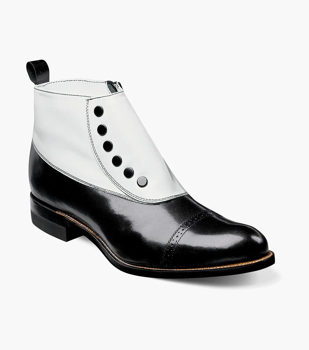 Mens 1920s Gangsters Wingtip Dress Shoe in Black and White