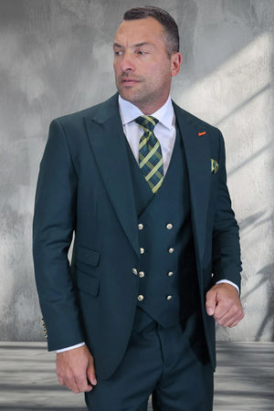 Mens Emerald Green and Gold Suit - Pastel Green Tuxedo Color Perfect for Wedding