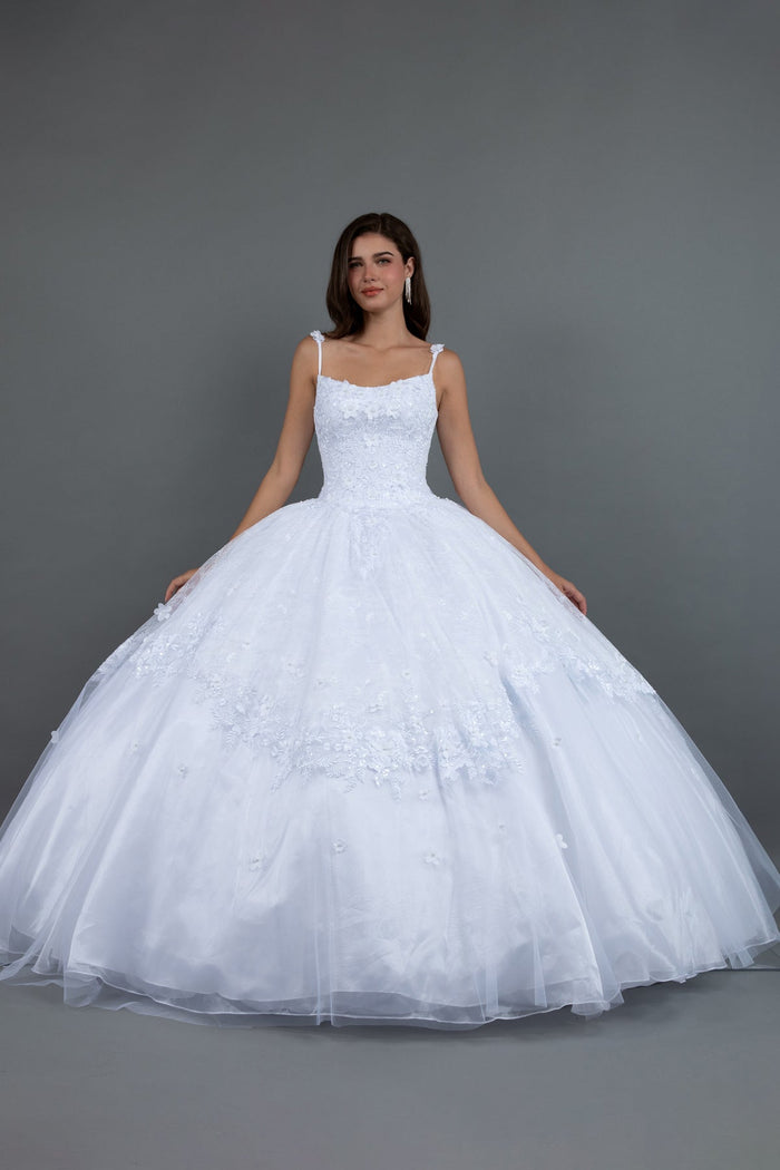 Juliet 1496HW Applique Lace-Up Tulle Wedding Ball Dress with A-Line Silhouette