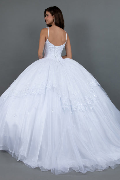 Juliet 1496HW Applique Lace-Up Tulle Wedding Ball Dress with A-Line Silhouette