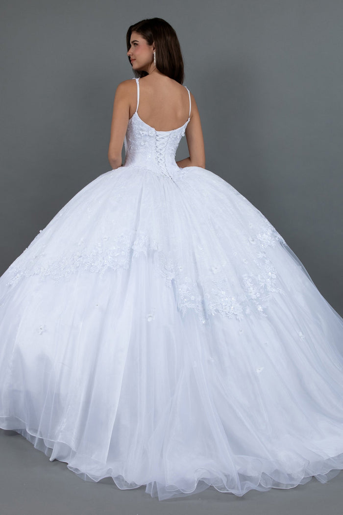 Juliet 1496HW Applique Lace-Up Tulle Wedding Ball Dress with A-Line Silhouette