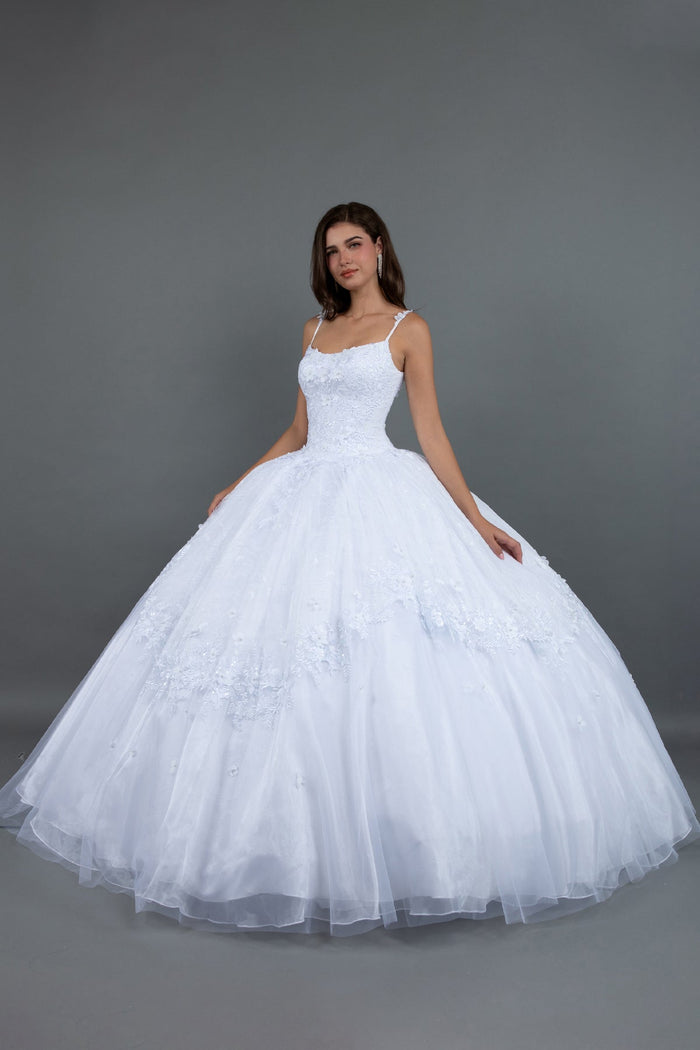 Juliet 1496HW Applique Lace-Up Tulle Wedding Ball Dress with A-Line Silhouette
