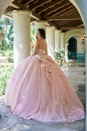 Juliet 1497J Applique Strapless Choker Tulle Dress with Beaded Embellishments