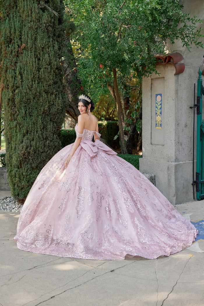 Juliet 1510H Embellished Beaded Sequin Off-Shoulder Glitter Tulle Quinceanera Dress
