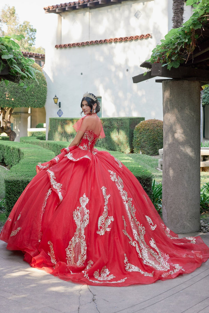 Juliet 1511H Applique Glitter Tulle Strapless Quinceanera Dress with Lace