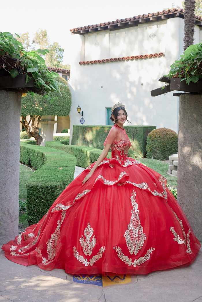 Juliet 1511H Applique Glitter Tulle Strapless Quinceanera Dress with Lace