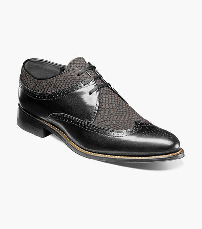 Stacy Adams DAYTON Python Print Wingtip Oxford Black/Gray by Stacy Adams Shoes