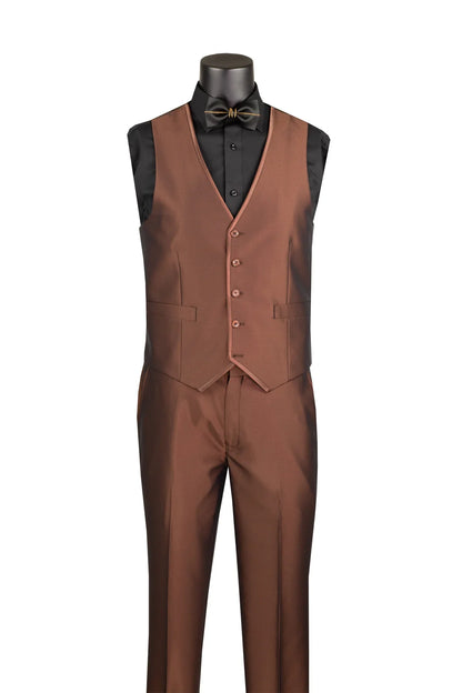 Men's Cappuccino Solid Three Piece Suit