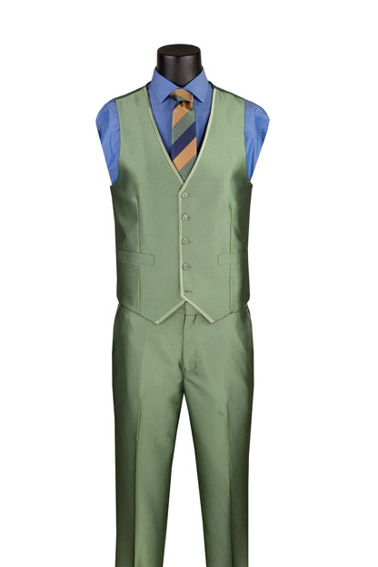 Men's Sage Solid Three Piece Suit