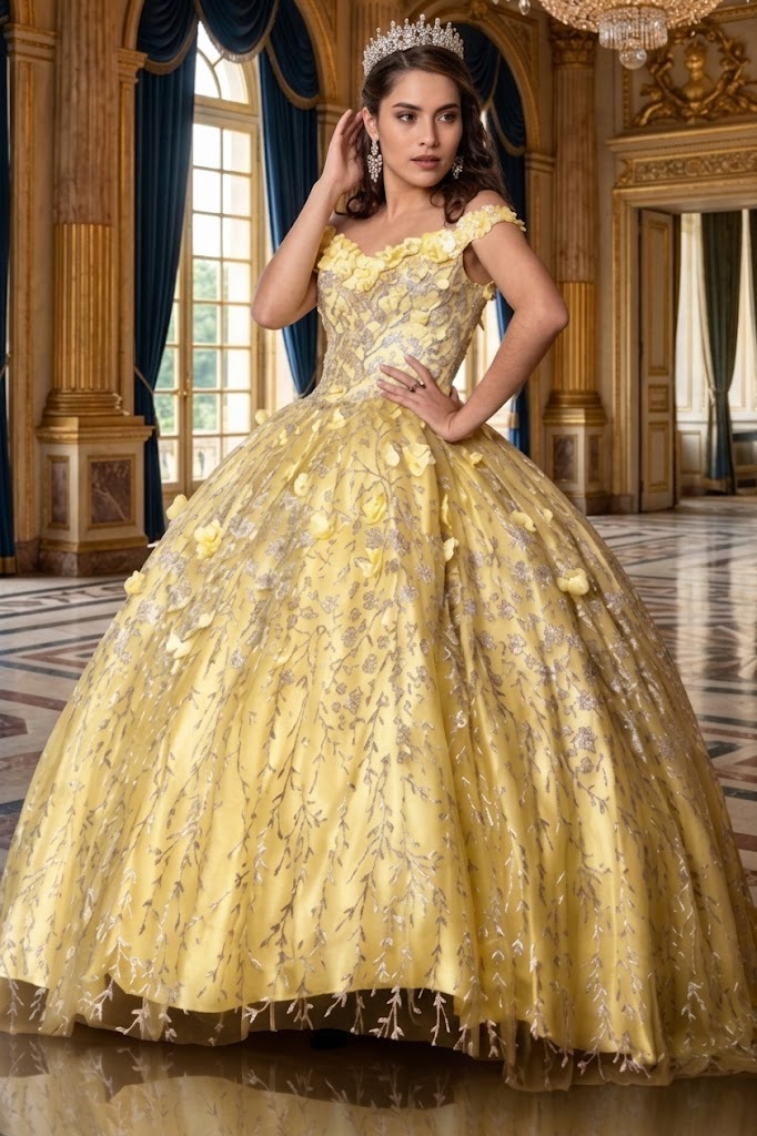 3D Floral Off Shoulder Ball Gown by Calla WB21550