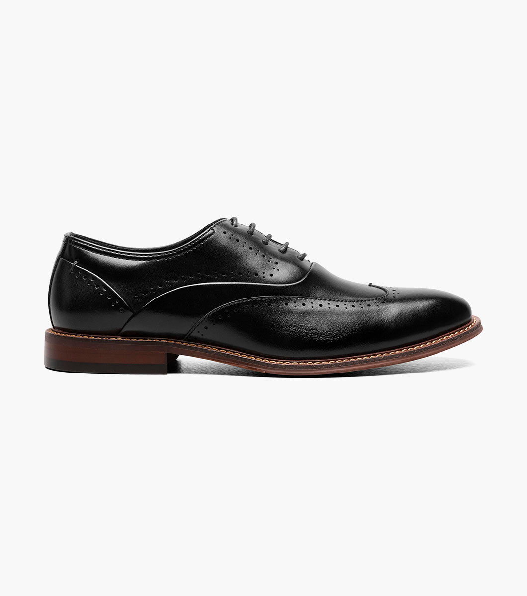 Stacy Adams MACARTHUR Wingtip Oxford Black Smooth by Stacy Adams Shoes