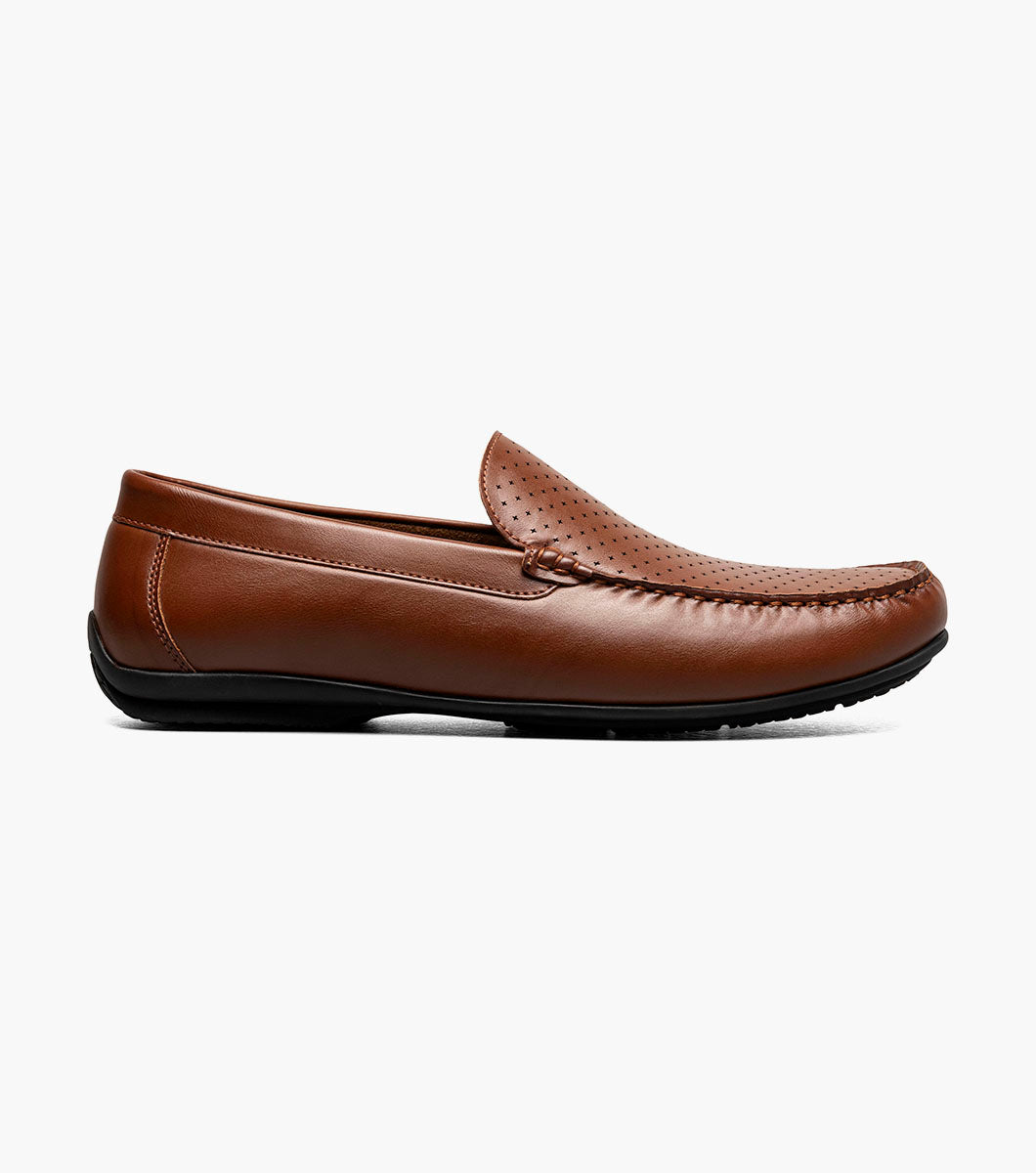 Stacy Adams CONROY Moc Toe Perf Slip On Cognac by Stacy Adams Shoes