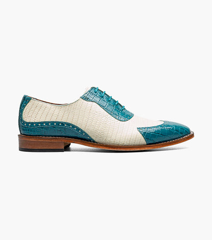 Stacy Adams TARANGO Modified Cap Toe Oxford Navy with Teal by Stacy Adams Shoes