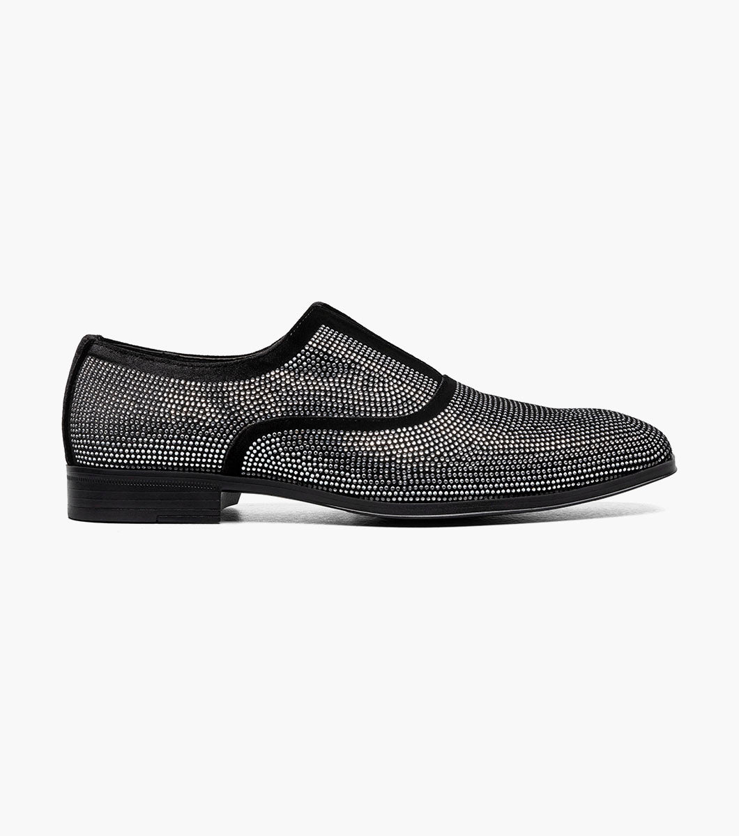 Stacy Adams STARLEIGH Rhinestone Plain Toe Slip On Black and Silver by Stacy Adams Shoes