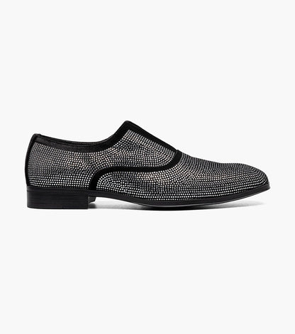 Stacy Adams STARLEIGH Rhinestone Plain Toe Slip On Black and Silver by Stacy Adams Shoes
