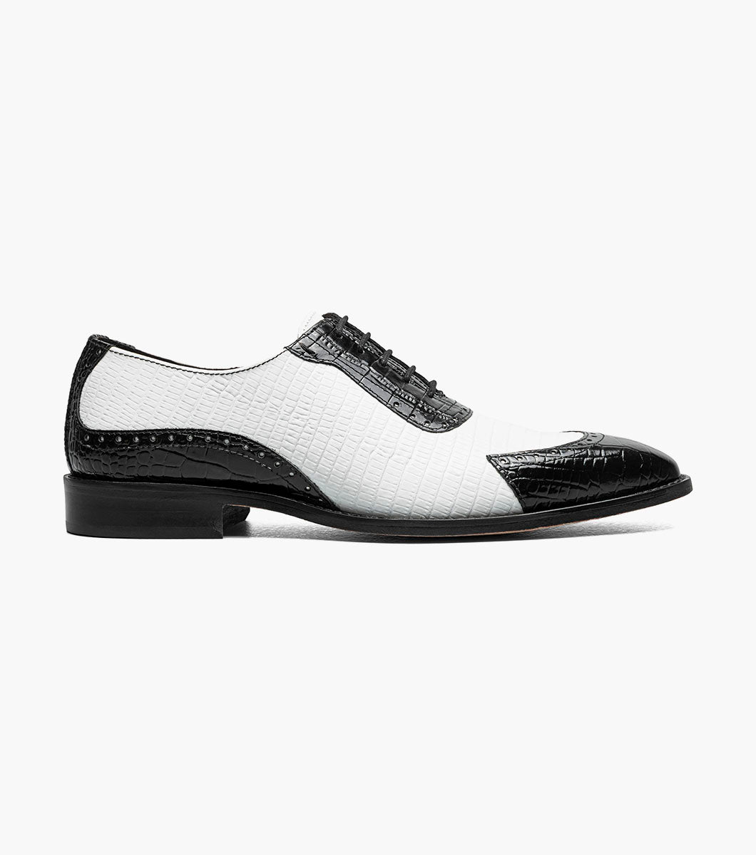 Stacy Adams TARANGO Modified Cap Toe Oxford Black w/White by Stacy Adams Shoes