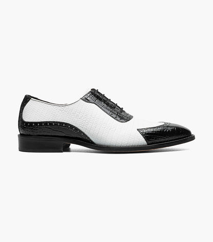 Stacy Adams TARANGO Modified Cap Toe Oxford Black w/White by Stacy Adams Shoes