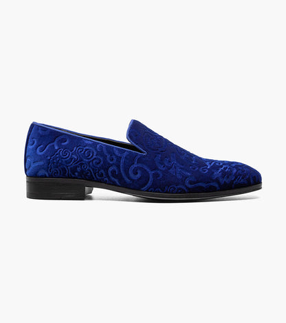 Stacy Adams SAUNDERS Debossed Velour Slip On Royal by Stacy Adams Shoes