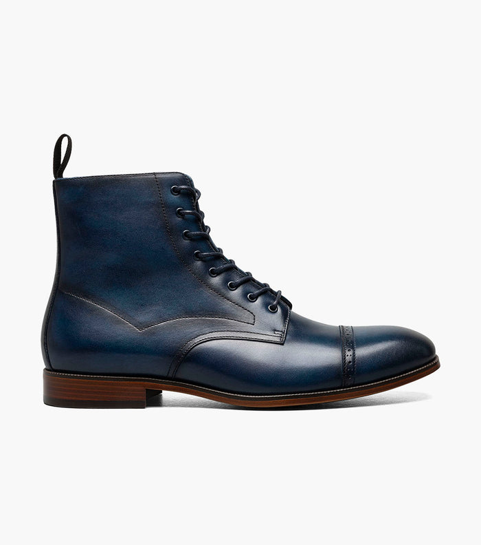 Stacy Adams HENRY Cap Toe Lace Up Boot Navy by Stacy Adams Shoes