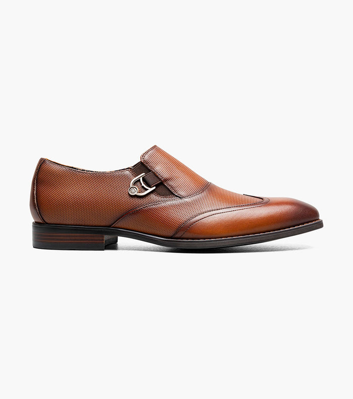 Stacy Adams LOCKWOOD Wingtip Ornament Slip On Cognac by Stacy Adams Shoes