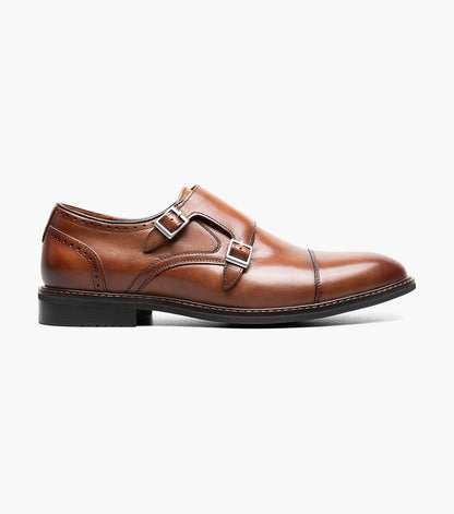 Stacy Adams BOSWELL Cap Toe Double Monk Strap Brandy by Stacy Adams Shoes