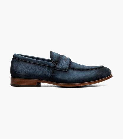 Stacy Adams BURKE Moc Toe Saddle Slip On Navy Suede by Stacy Adams Shoes