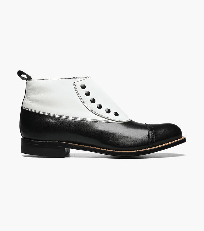 Mens 1920s Gangsters Wingtip Dress Shoe in Black and White